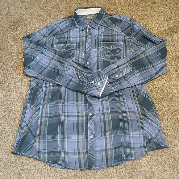 BKE Athletic Fit Western Style Pearl Snap Button Down Shirt Men's Size XL - Picture 1 of 5